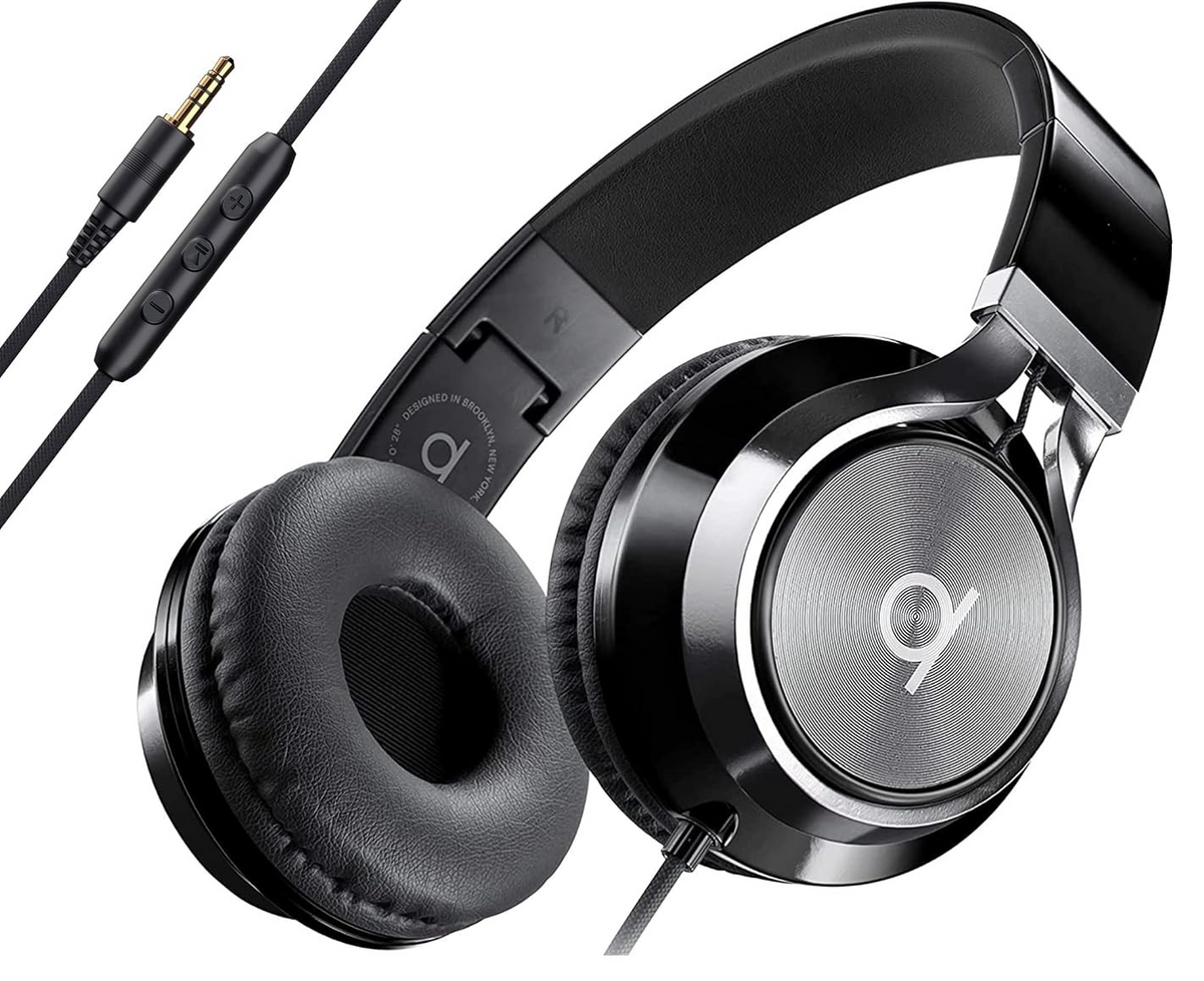ARTIX® CL750 Premium Wired On Ear Headphones with Universal, Black 