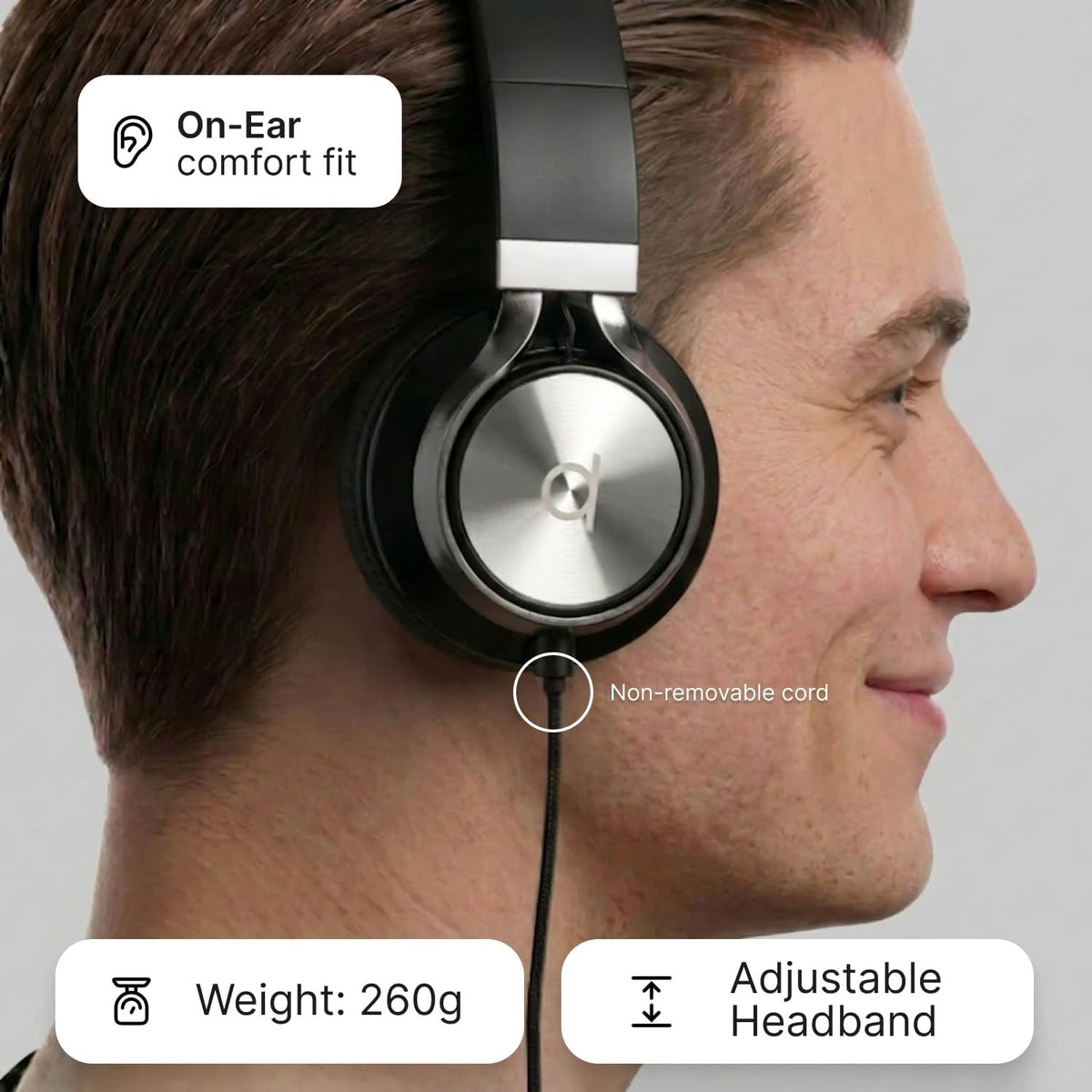 ARTIX® CL750 Premium Wired On Ear Headphones with Universal, Black 