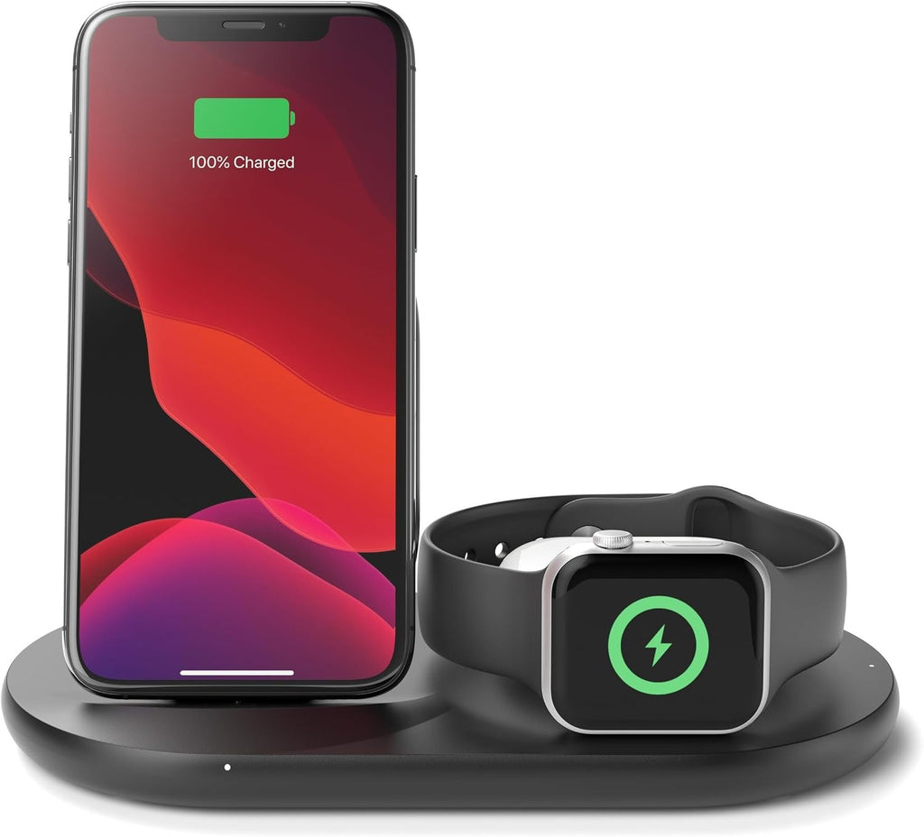 Belkin WIZ001MYBK Indoor 3-in-1 Wireless 7.5W Mobile Device Charger - Black