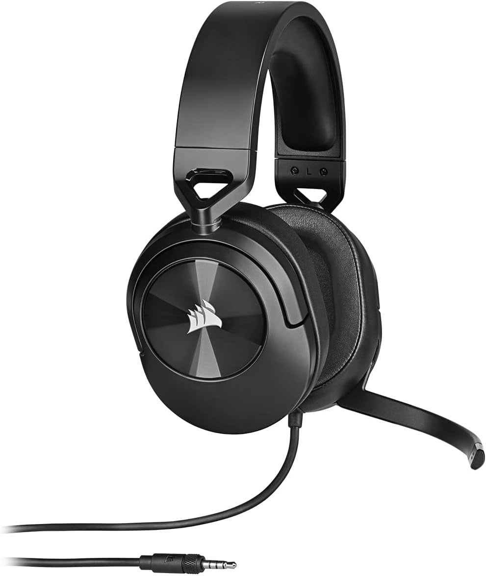 Corsair HS55 Stereo Headset, Carbon, 50mm Neodymium Drivers, Wired