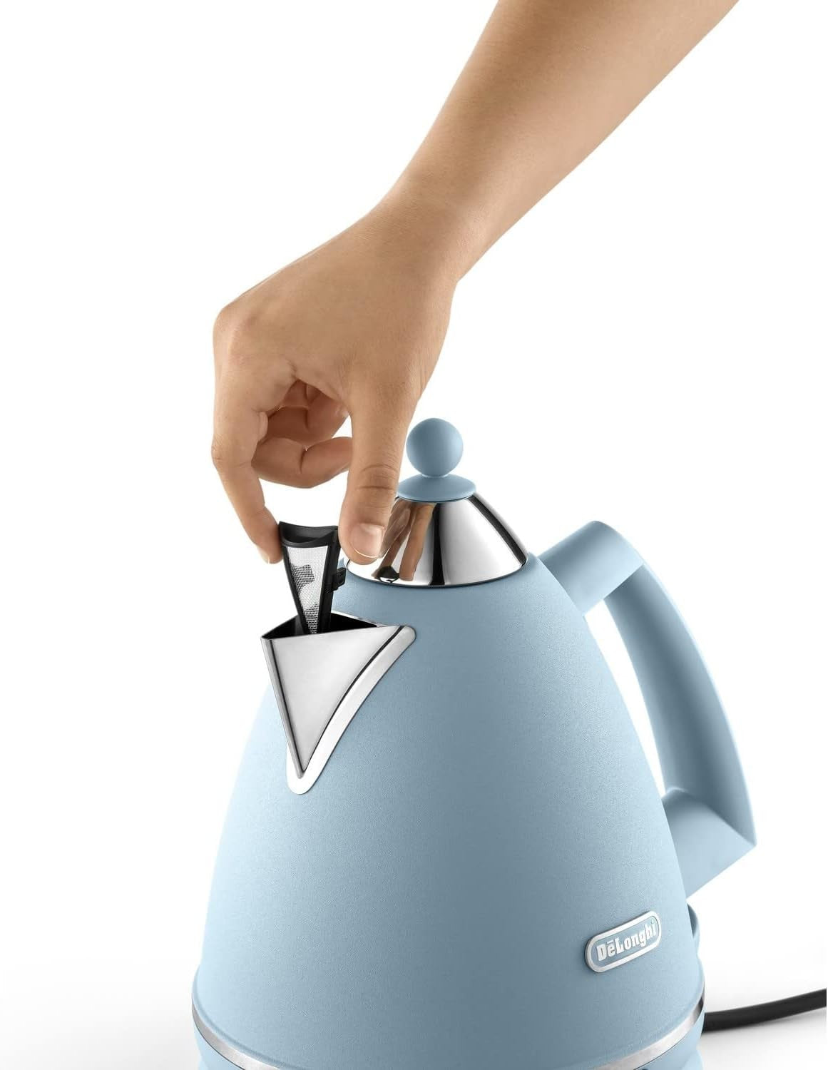 De'Longhi Argento Flora KBX3016.AZ Kettle, 360 Swivel Base & Cord Storage, Blue