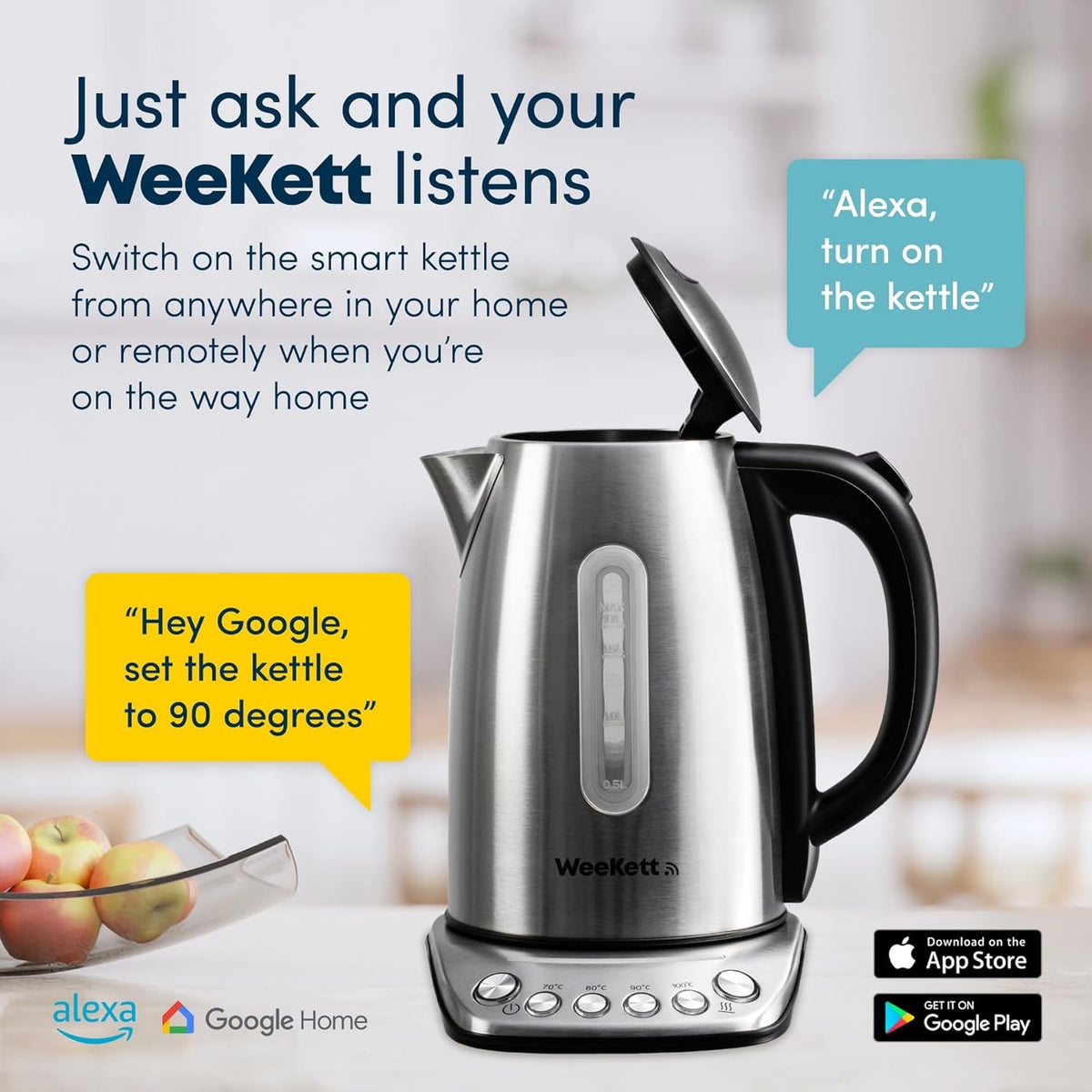 Alexa Smart Kettle 1.7L - Voice Control, Temp Settings, BPA-Free,