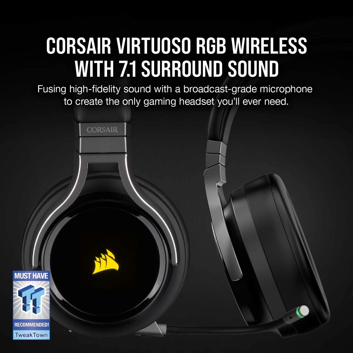 Corsair Virtuoso RGB Wireless High-Fidelity Gaming Headset - Black