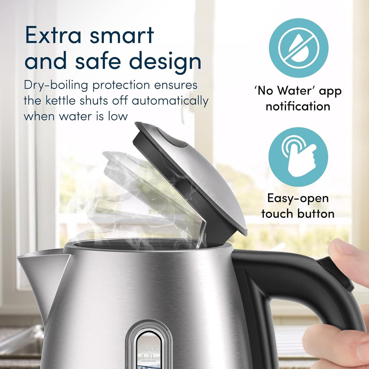 Alexa Smart Kettle 1.7L - Voice Control, Temp Settings, BPA-Free,