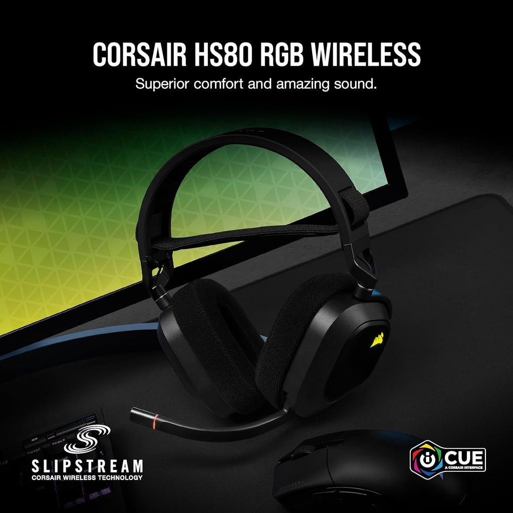 CORSAIR HS80 RGB WIRELESS Multiplatform Gaming Headset Dolby Atmos, Carbon
