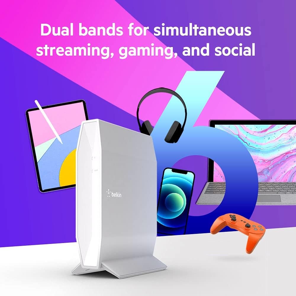 BELKIN RT3200-UK WIFI 6 Fast Wireless Dual-Band Router for Streaming and Gaming