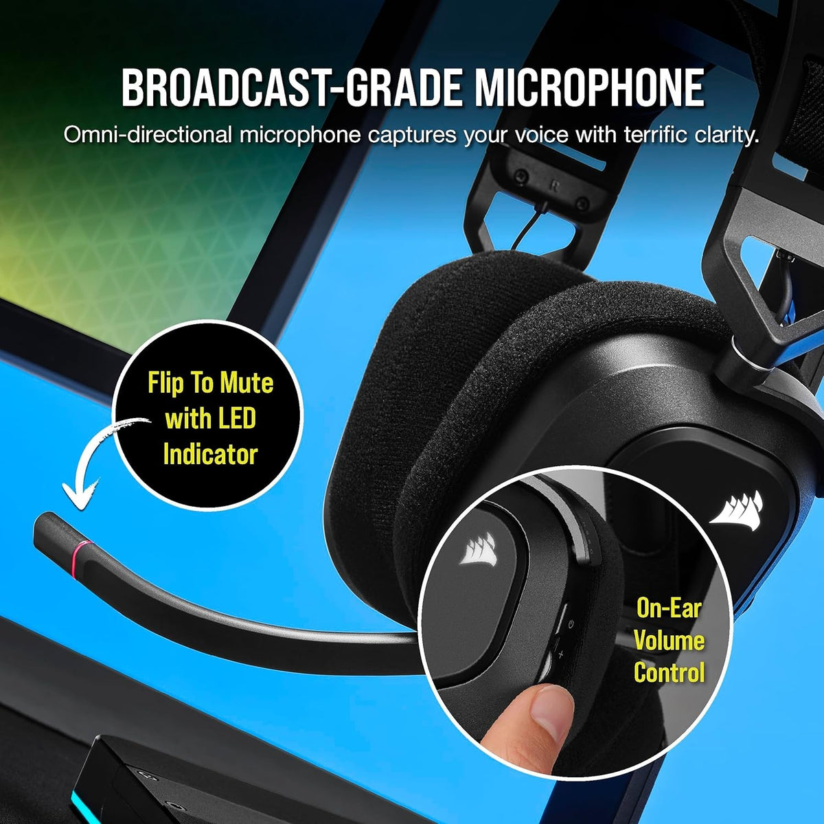 CORSAIR HS80 RGB WIRELESS Multiplatform Gaming Headset Dolby Atmos, Carbon