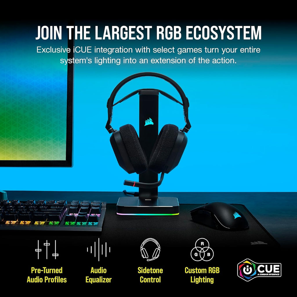 CORSAIR HS80 RGB WIRELESS Multiplatform Gaming Headset Dolby Atmos, Carbon