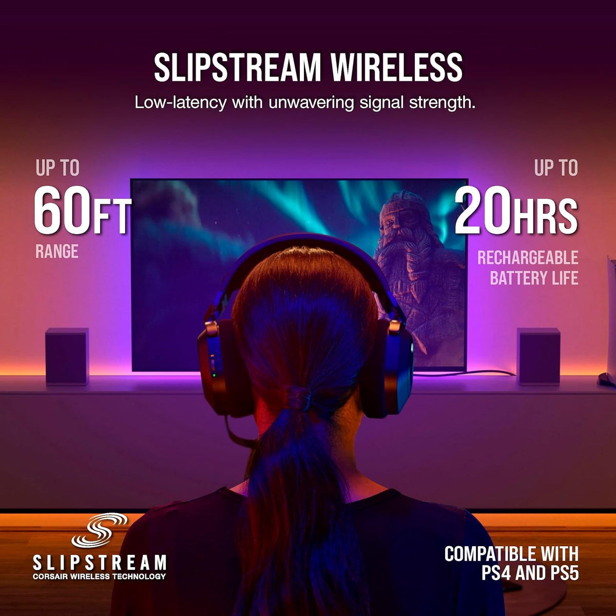 CORSAIR HS80 RGB WIRELESS Multiplatform Gaming Headset Dolby Atmos, Carbon