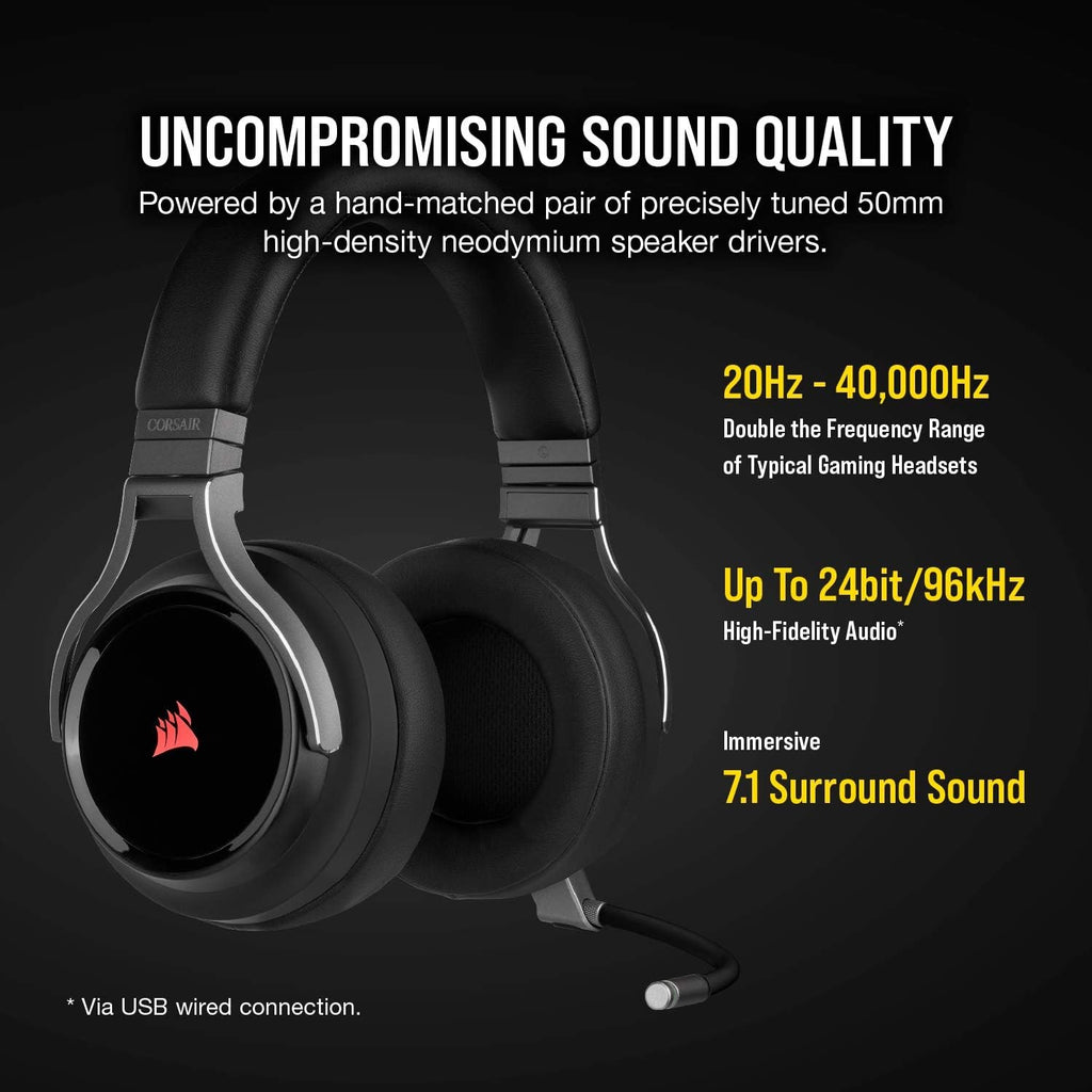 Corsair Virtuoso RGB Wireless High-Fidelity Gaming Headset - Black