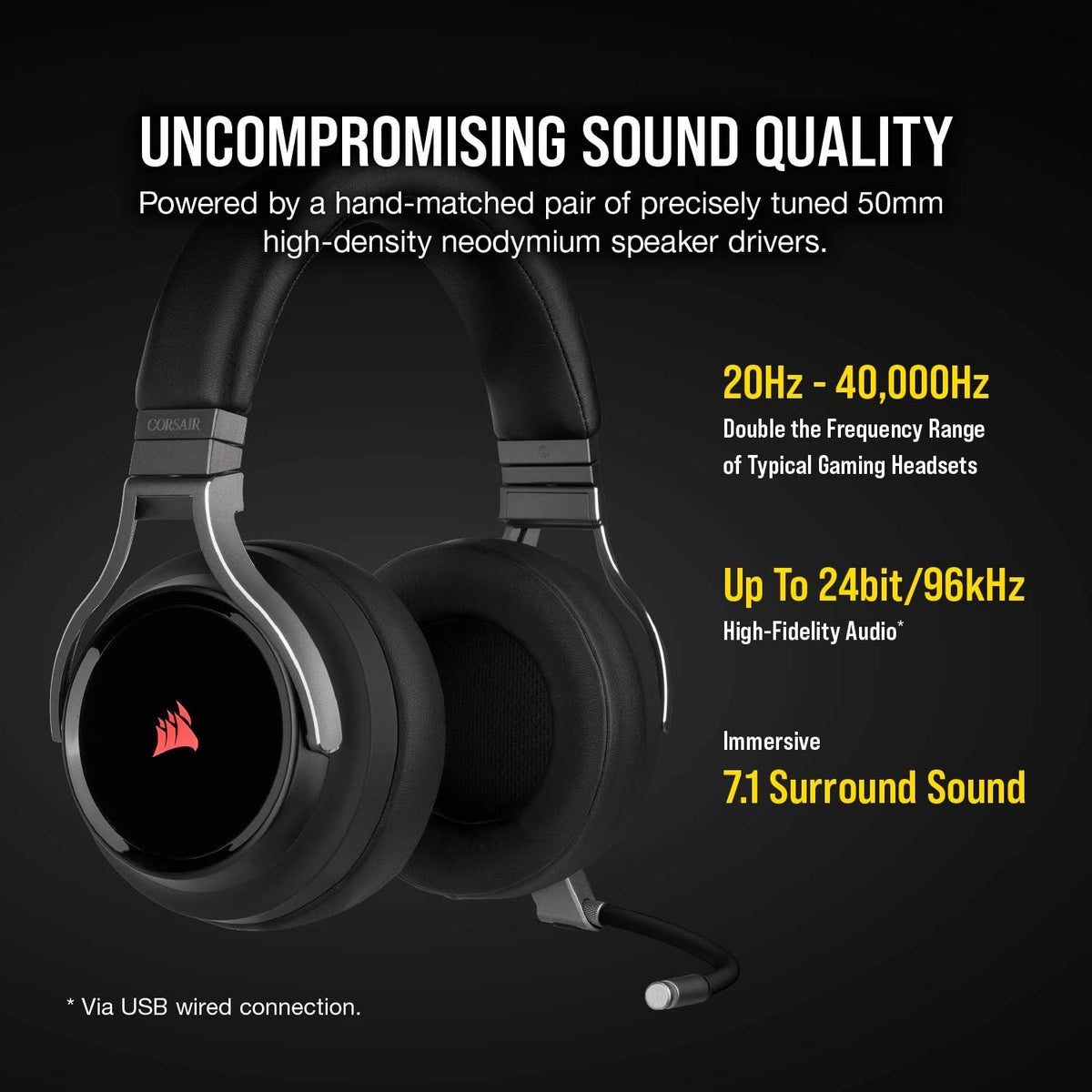 Corsair Virtuoso RGB Wireless High-Fidelity Gaming Headset - Black