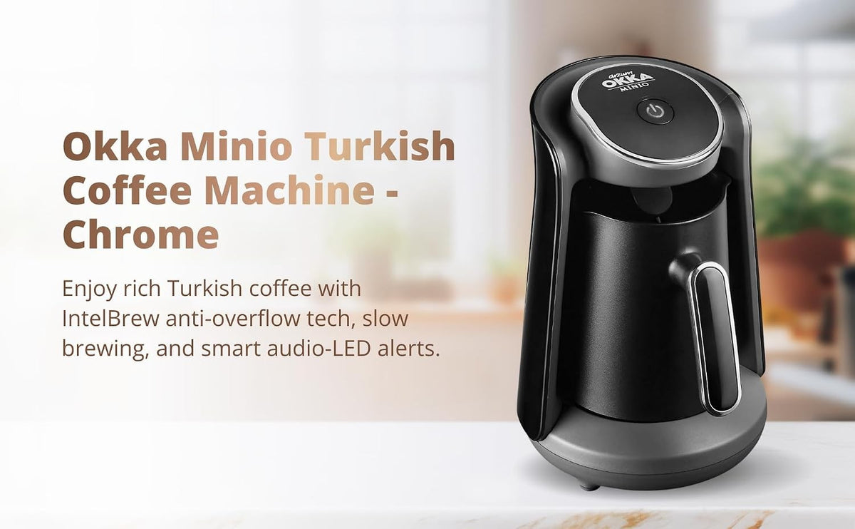 Arzum OKKA Minio OK004-K Turkish Coffee Machine 4 Cup Black Chrome 480W