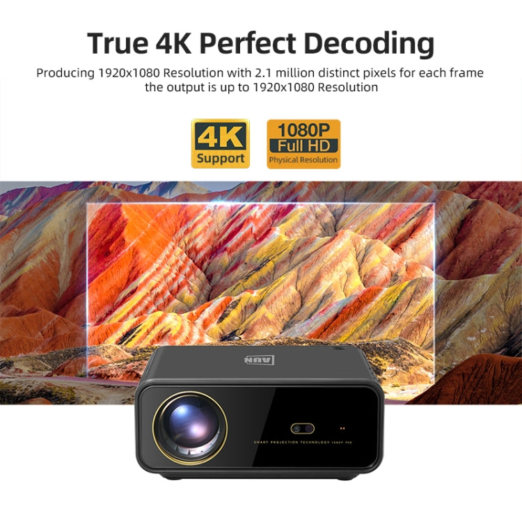AUN U001 4K 18000 Lumens Portable Home Theater LED HD Digital Projector, EU Plug (Black)