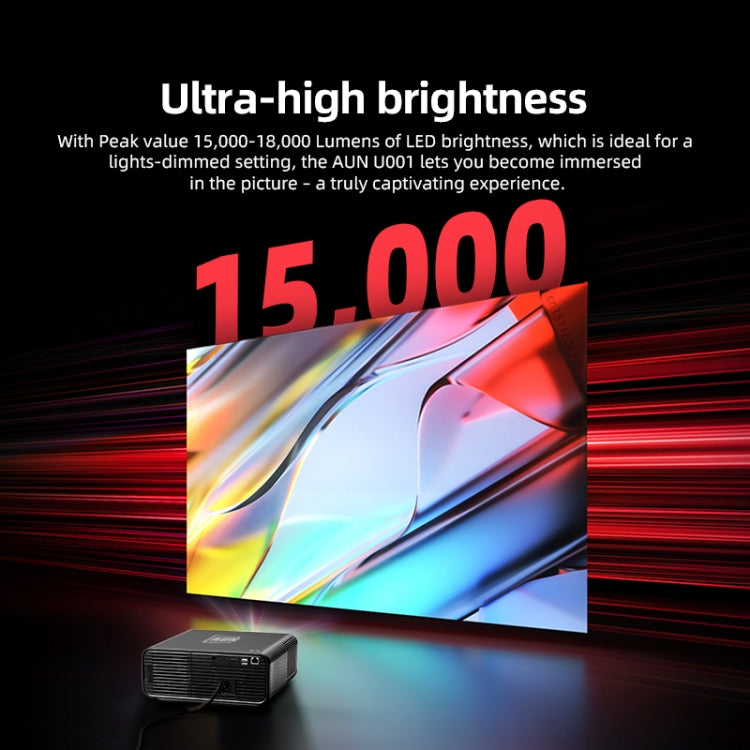 AUN U001 4K 18000 Lumens Portable Home Theater LED HD Digital Projector (AU Plug)