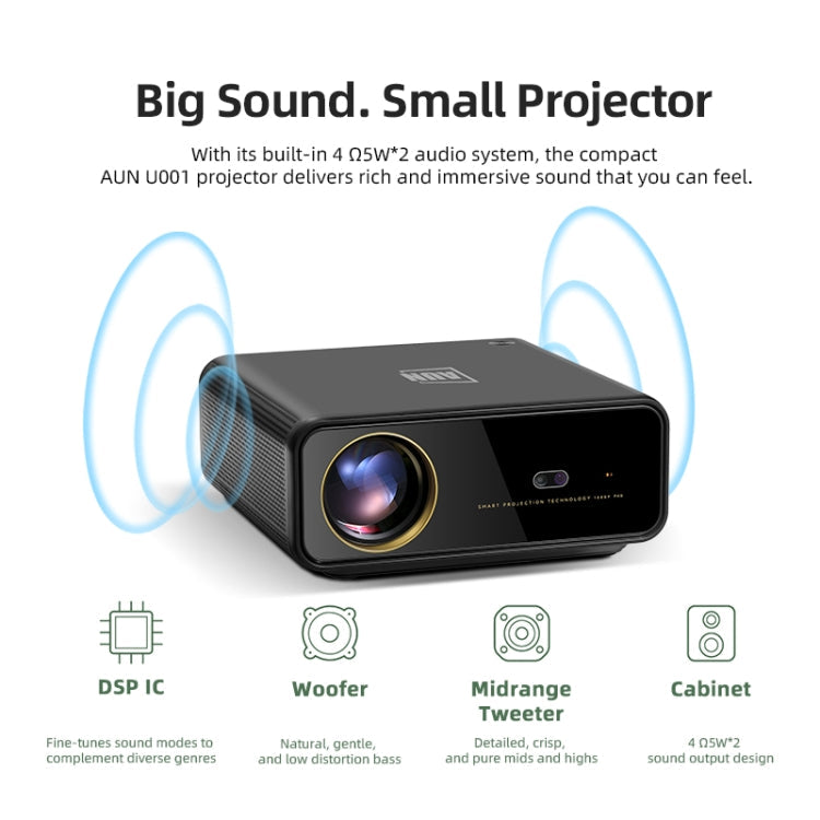 AUN U001 4K 18000 Lumens Portable Home Theater LED HD Digital Projector (AU Plug)