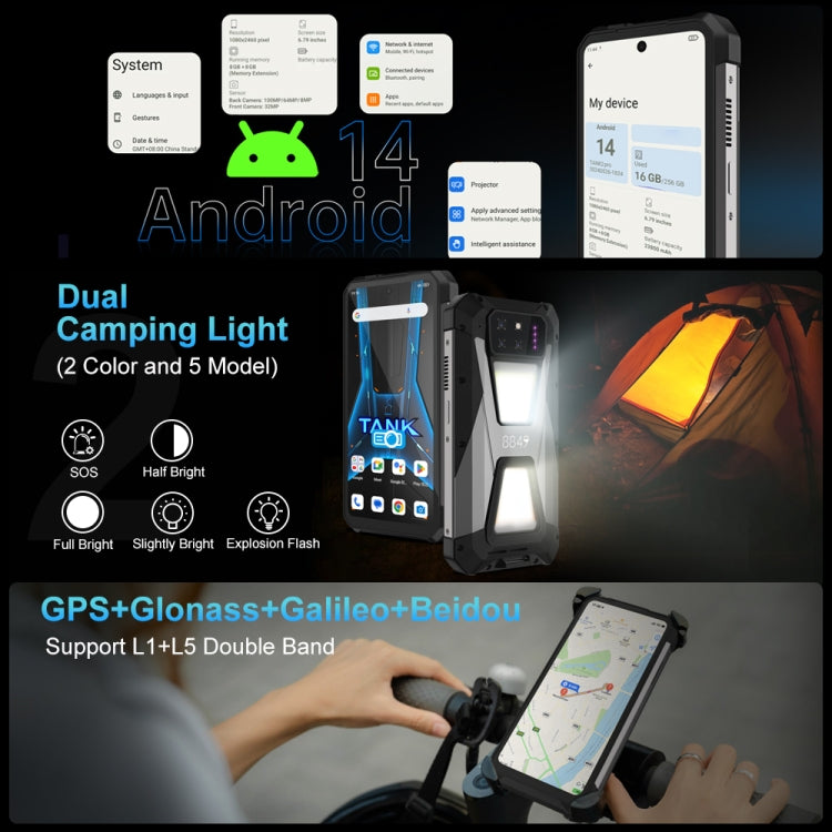 Unihertz 8849 Tank 3S  Projector Rugged Phone, 12GB+256GB, 6.79 inch Android 14 Dimensity 8200 Octa Core, Network: 5G (Black)
