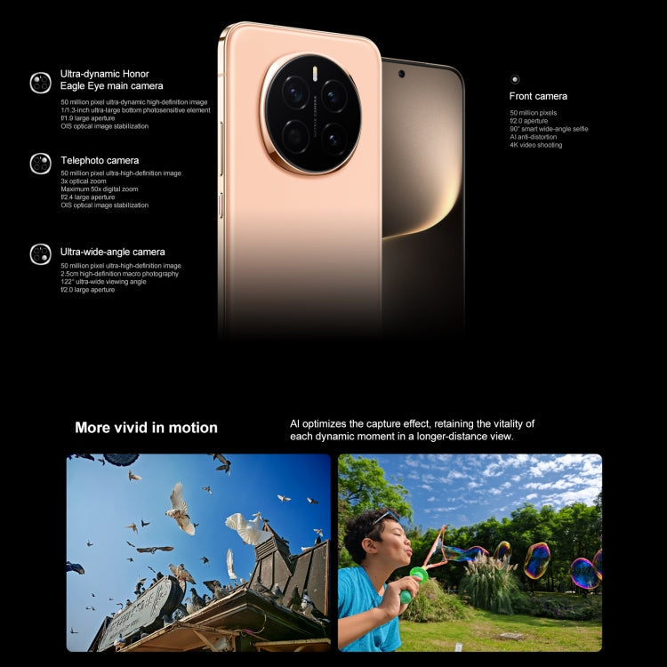 Honor Magic7, 16GB+512GB, Screen Fingerprint, 6.78 inch MagicOS 9.0 / Android 15 Snapdragon 8 Elite 3nm Octa Core, Network: 5G, NFC, OTG, Support Google Play (Black)