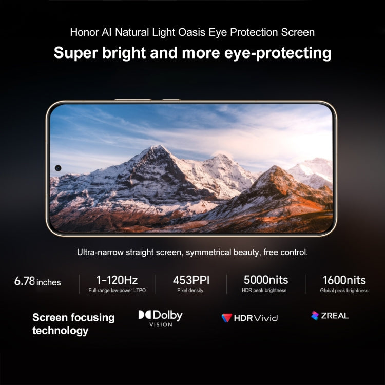 Honor Magic7, 16GB+512GB, Screen Fingerprint, 6.78 inch MagicOS 9.0 / Android 15 Snapdragon 8 Elite 3nm Octa Core, Network: 5G, NFC, OTG, Support Google Play (Black)