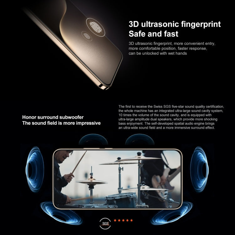 Honor Magic7, 16GB+512GB, Screen Fingerprint, 6.78 inch MagicOS 9.0 / Android 15 Snapdragon 8 Elite 3nm Octa Core, Network: 5G, NFC, OTG, Support Google Play (Black)