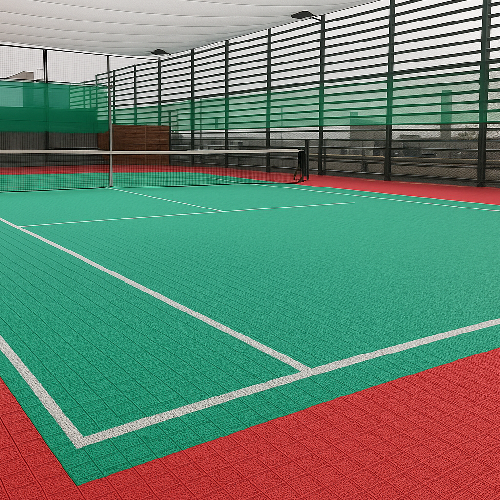 Singles Tennis Court System with Court Markings