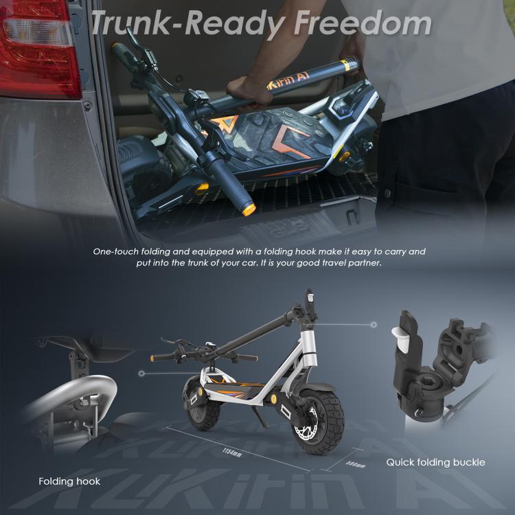 [EU Warehouse] Kukirin A1 800W Three-speed Folding Electric Offroad Scooter with 10 inch Vacuum Tires, EU Plug