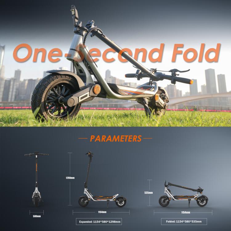[EU Warehouse] Kukirin A1 800W Three-speed Folding Electric Offroad Scooter with 10 inch Vacuum Tires, EU Plug