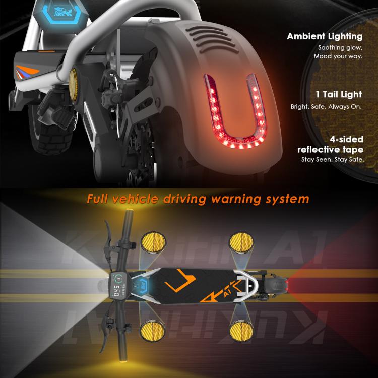 [EU Warehouse] Kukirin A1 800W Three-speed Folding Electric Offroad Scooter with 10 inch Vacuum Tires, EU Plug