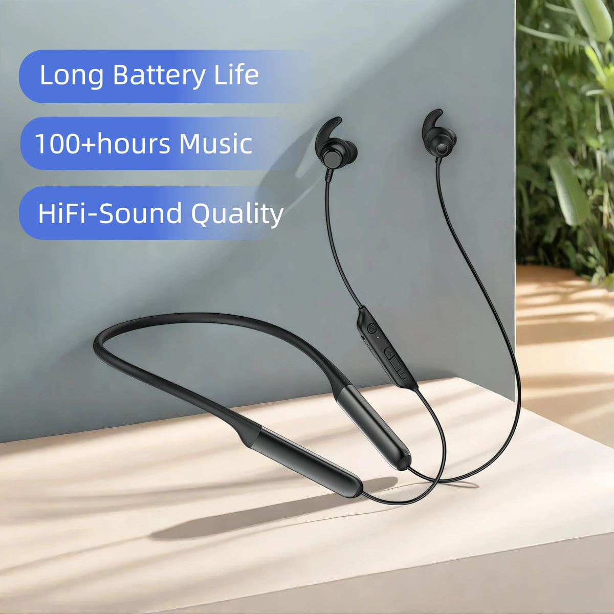 Magnetic sports wireless neckband with dual battery