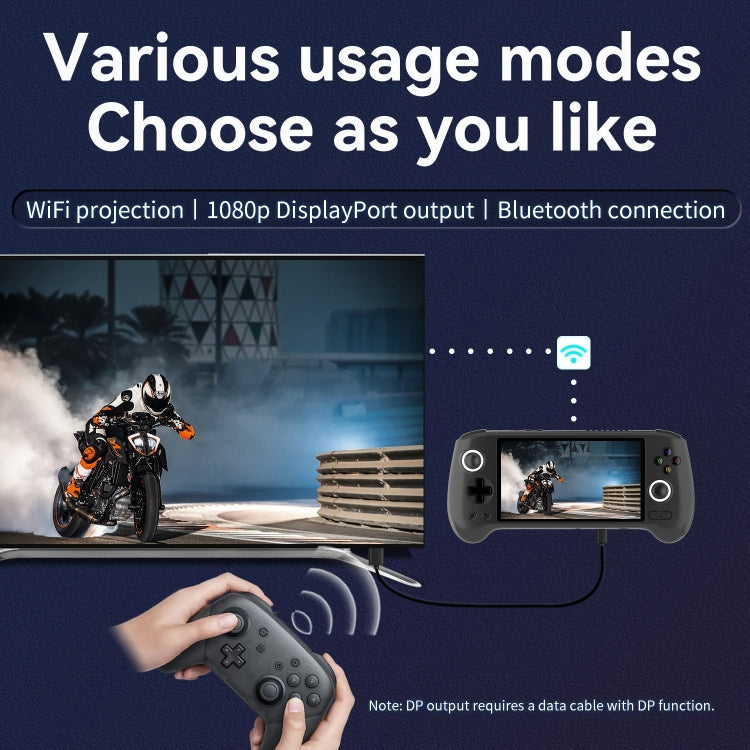 ANBERNIC RG556 Handheld Game Console Android 13 System 5.48-Inch AMOLED Screen WIFI Bluetooth Game Player 128GB+256GB(Transparent Blue)