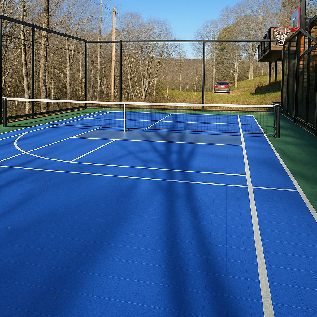 Singles Tennis Court System with Court Markings
