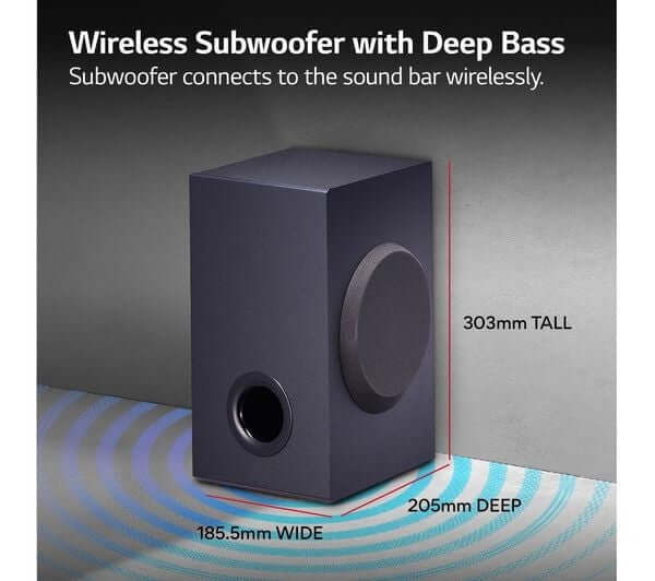 LG SQC1 SOUNDBAR 2.1 160W BLUETOOTH 4.0  COMPACT WIRELESS SUBWOOFER OPTICAL USB