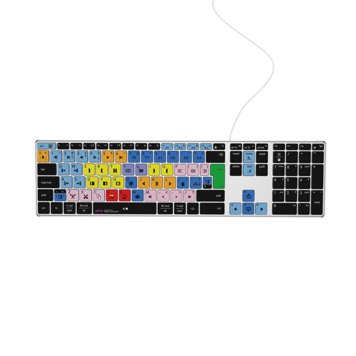 Avid Media Composer Keyboard | AB10 Backlit | Wired & Wireless | Mac & PC