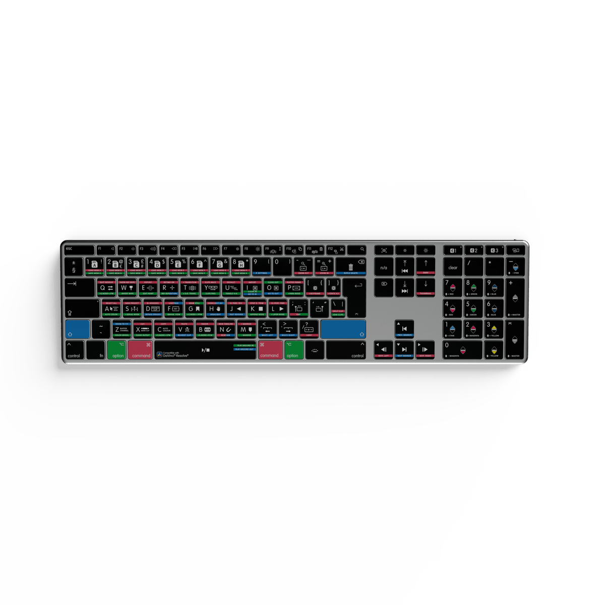 DaVinci Resolve Keyboard | AB10 Backlit | Wired & Wireless | Mac & PC