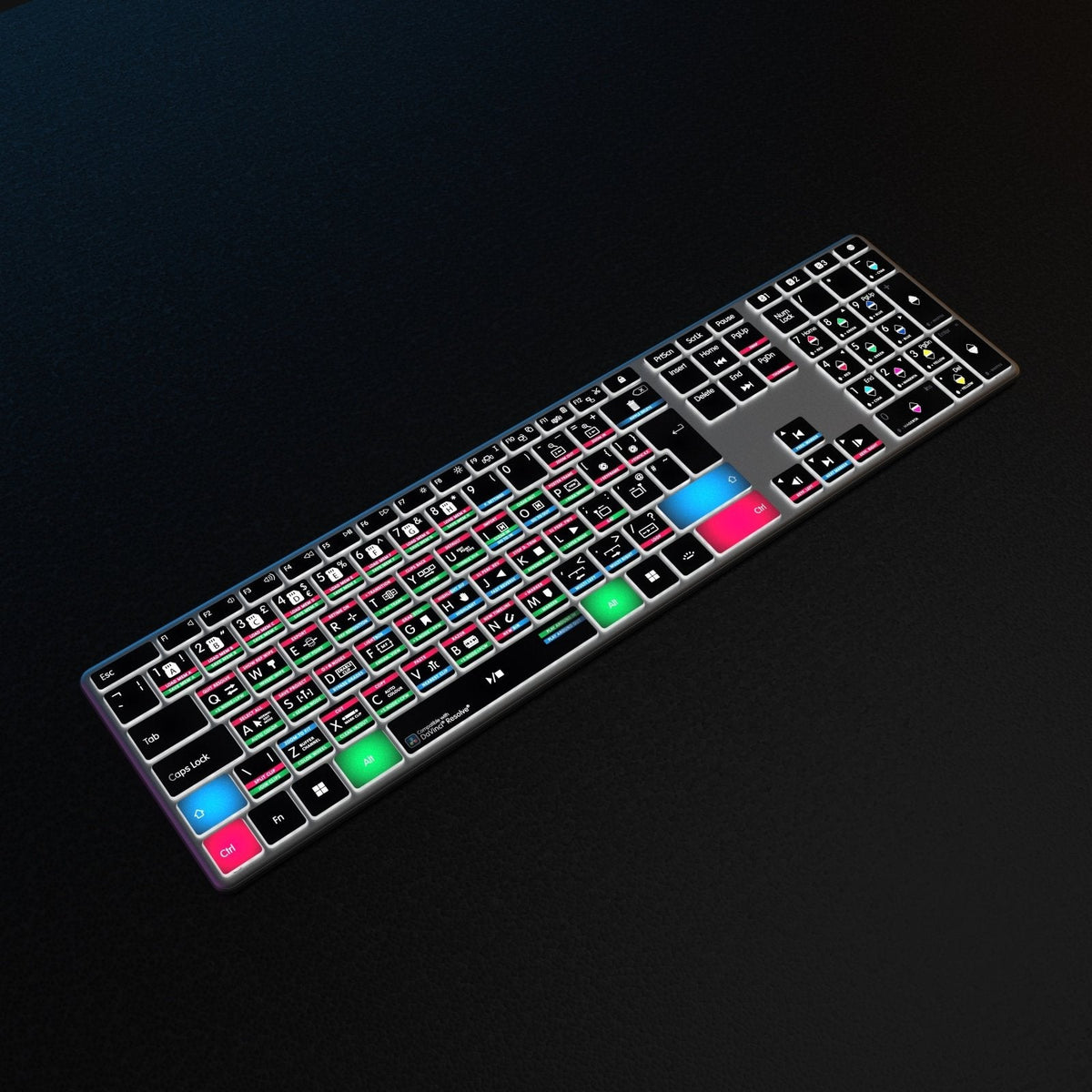 DaVinci Resolve Keyboard | AB10 Backlit | Wired & Wireless | Mac & PC