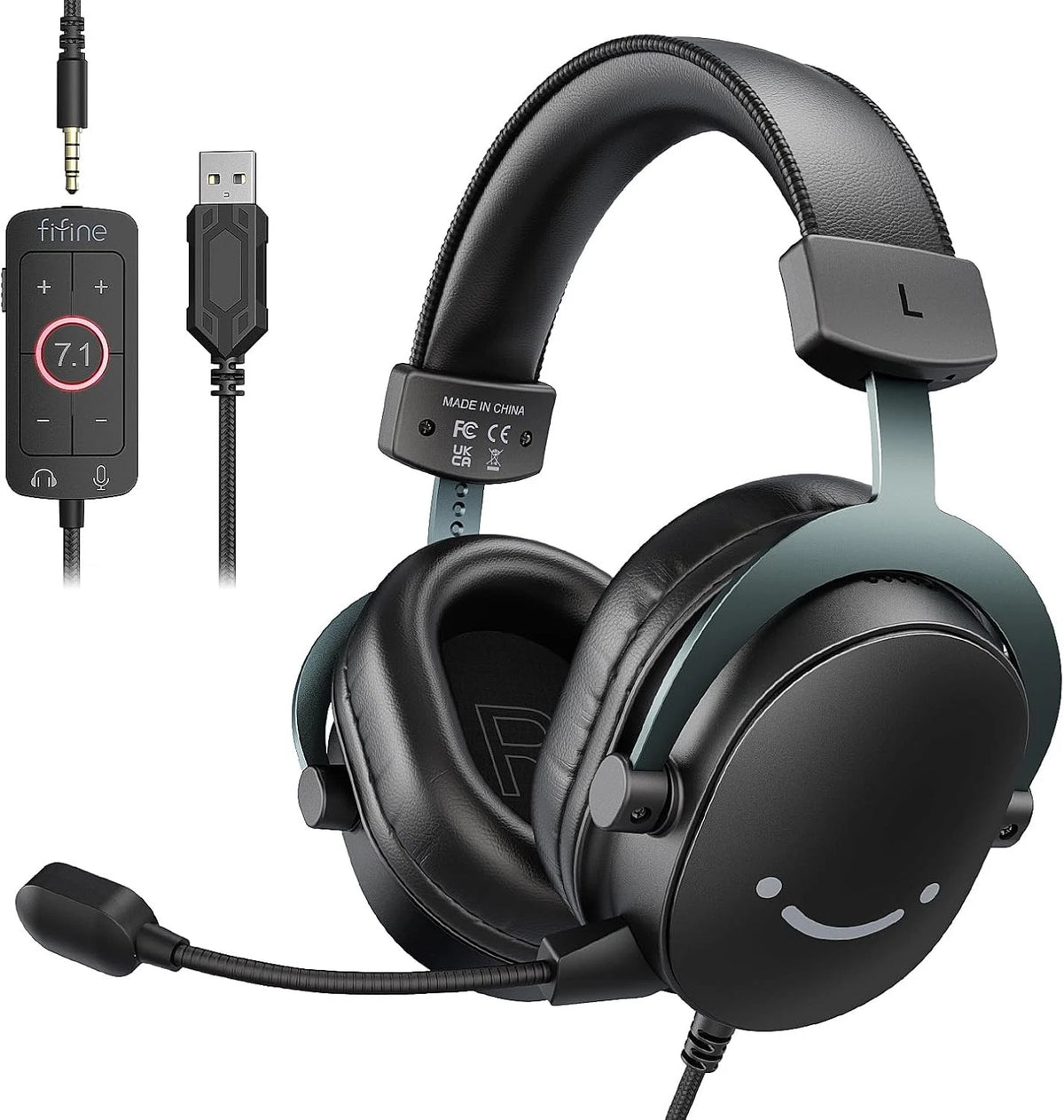 FIFINE H9 USB and 3.5 mm Wired Gaming Headset – Black