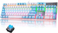 Deiog DY101 Wired Mechanical Keyboard – US, Blue Switches, White and Blue