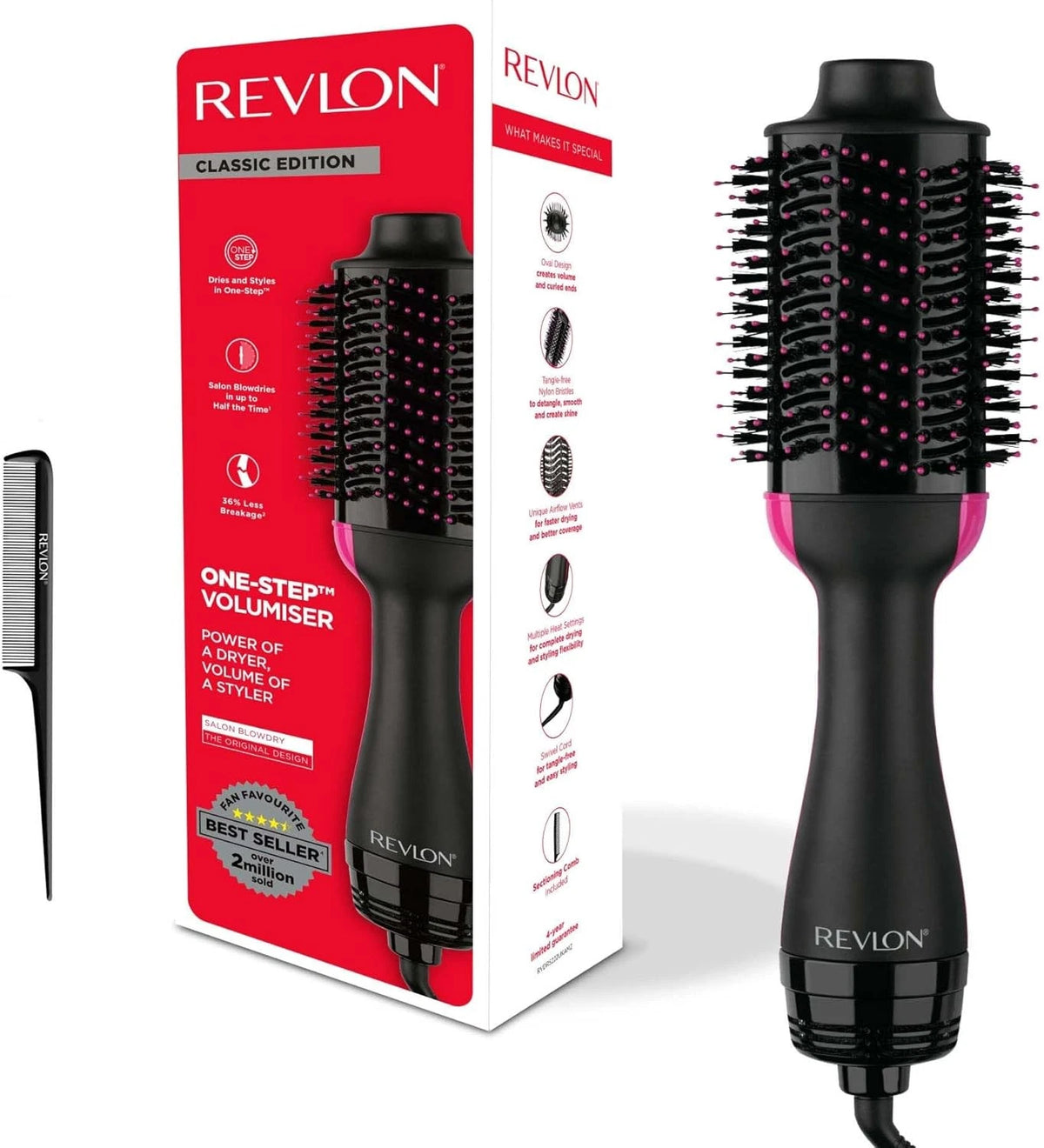 Revlon Salon One-Step Hair Dryer & Volumiser with Comb – New