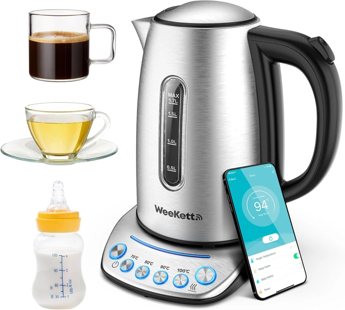 WeeKett Smart Kettle, 1.7L, with Temperature Control