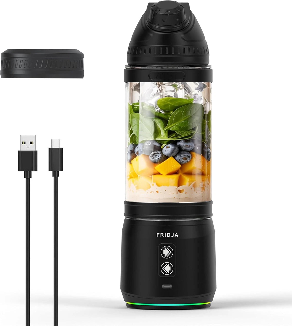 Fridja F500 USB-C Rechargeable Blender, 700ml – Black