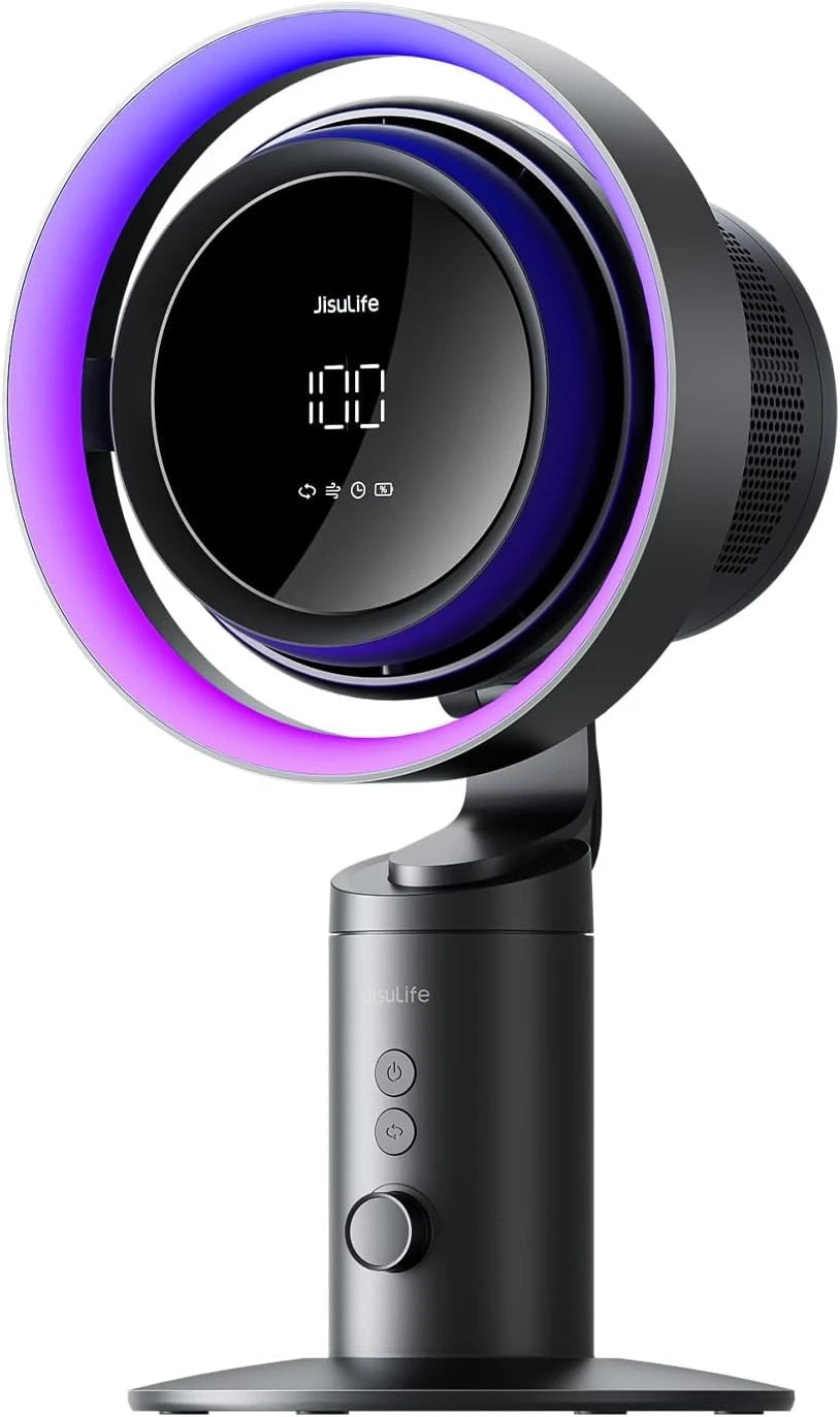 JISULIFE Table Fan Pro3 with H11 Filter & RGB Lighting